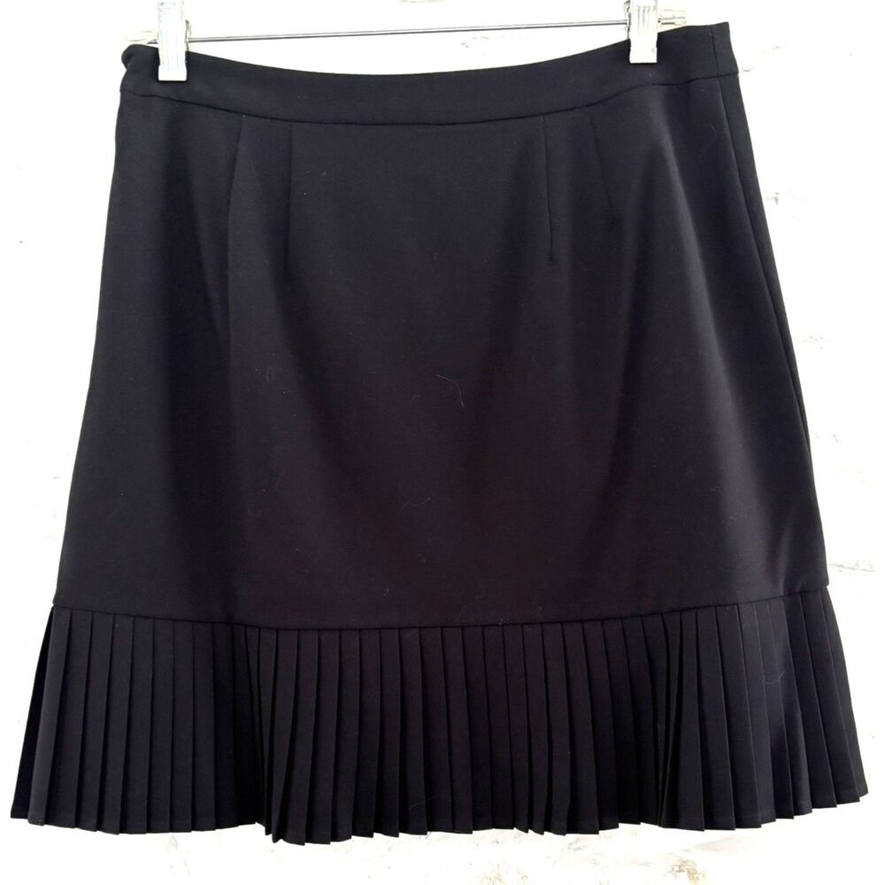 Y2K Asymmetric Flirty Pleated Hem Skirt The Limited Stretch Black‎ Size 6